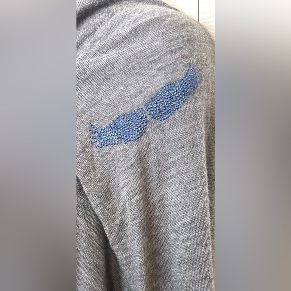 ZADIG & VOLTAIRE 100% Merino Wool Cardigan Sweater Embellished Wings Studded Ana - Picture 8 of 14